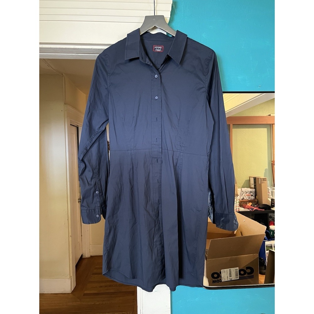 UNTUCKIT Angelina Shirt Dress‎ Dark Blue Button Down Business Women's Size 8